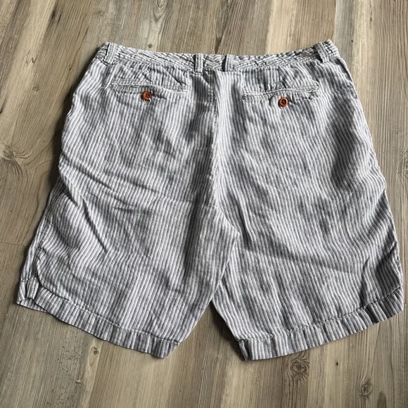 Tommy Bahama Relax Shorts Mens 100% Linen Gray Striped Pockets - size 34 - Picture 8 of 8